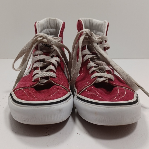 VANS Off The Wall Sk8-Hi Red/Fuschia High Top Sneakers Shoes Mens 3.5 / Womens 5 - Picture 4 of 9